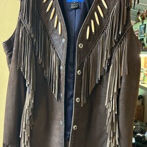 Brown Western Fringe Vest